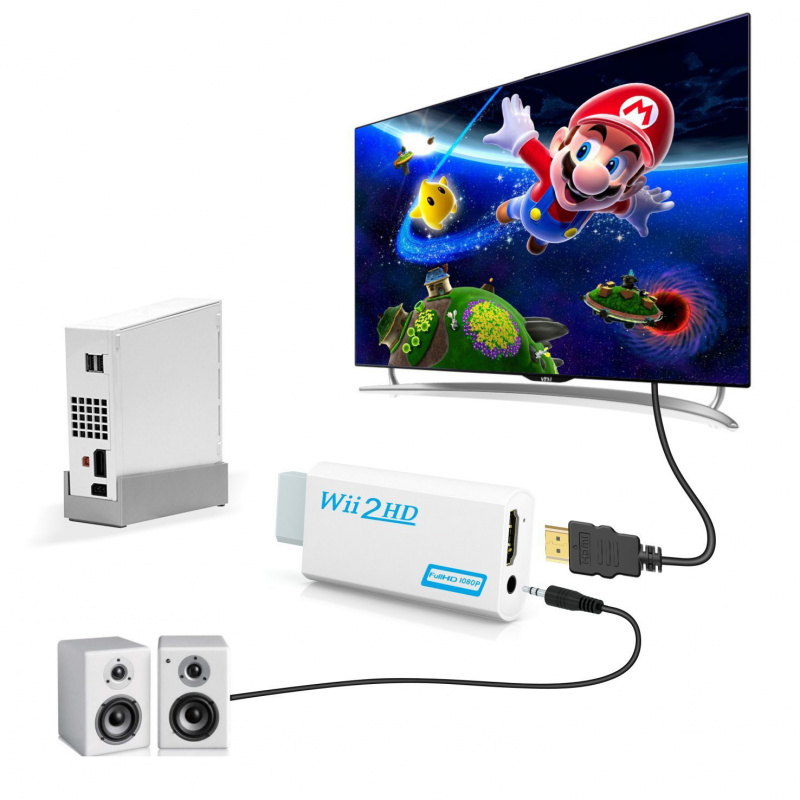 電競筆記本電腦Wii to HDMI-compatible TV Converter Full HD 1080P Game Adapter Wii2HD Video Audio Converter For TV Monitor Laptop Projector