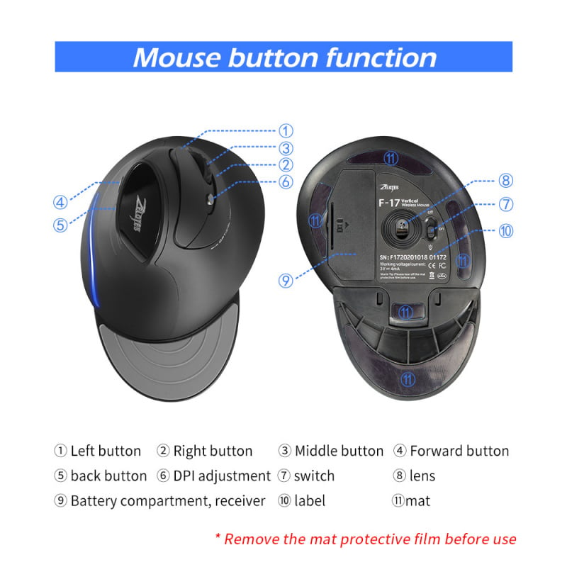 電競筆記本電腦Xiaomi Vertical Mouse 2.4GHz Wireless Gaming Mouse 6 Keys Ergonomic Optical Mice with 3 Adjustable DPI f