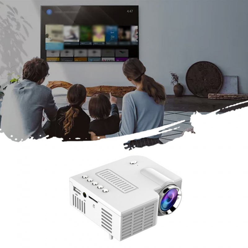 投影機迷你便攜式視頻投影儀 LED WiFi 投影儀 UC28C 1080P 視頻家庭影院電影遊戲影院辦公視頻投影儀白色