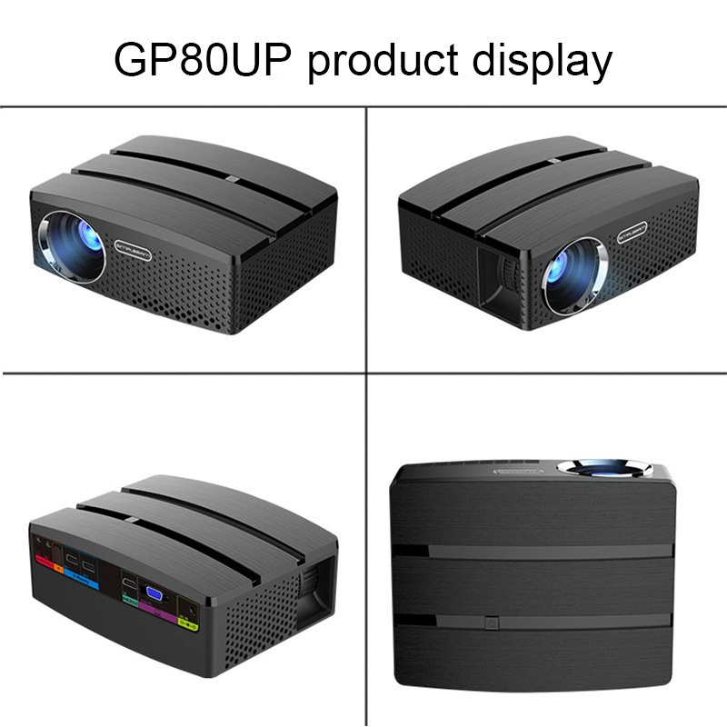 投影機GP80U 投影儀 1080P 電影投影儀支持 PC 筆記本電腦 USB 記憶棒 HDMI 兼容視頻電影遊戲