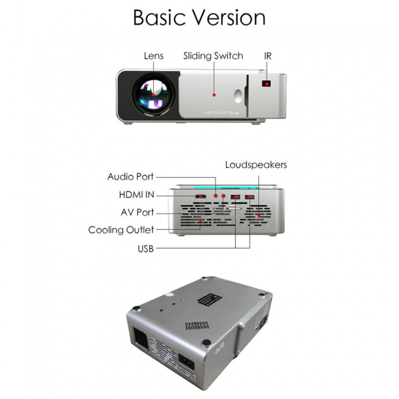 投影機T6 FHD Led 投影儀 4k 3500 流明 HDMI 兼容 USB 1080p 便攜式影院 Proyector Beamer 液晶顯示器普通版