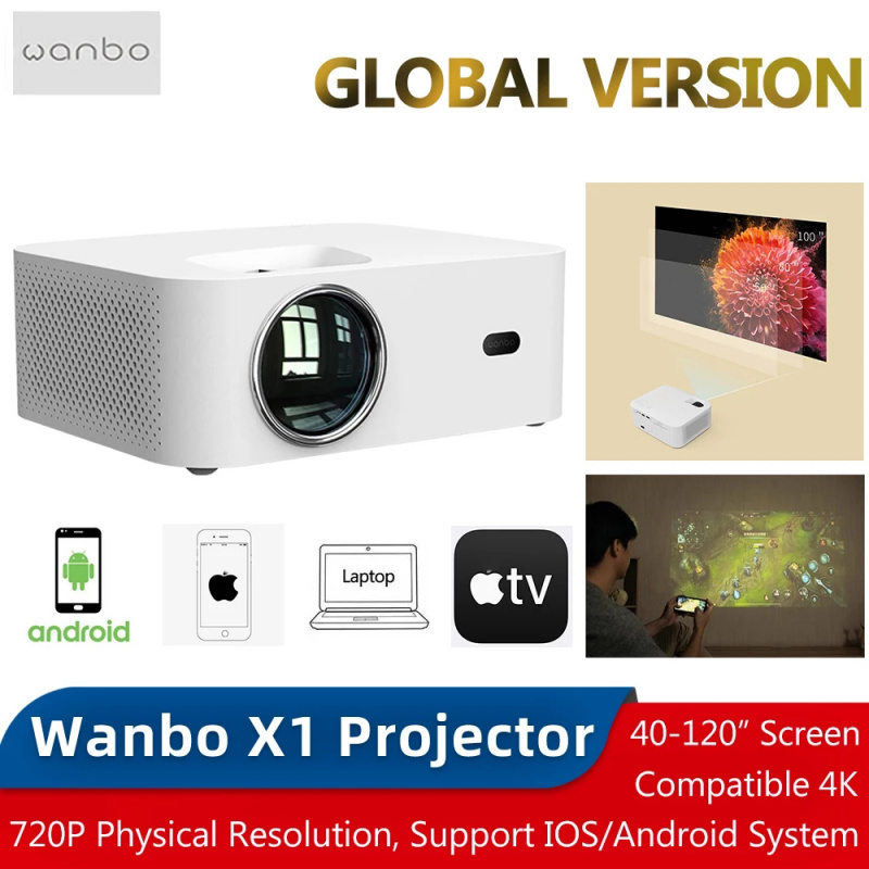 投影機全球版萬博X1投影儀手機同屏720P支持300 ANSI流明無線防塵家庭影院戶外