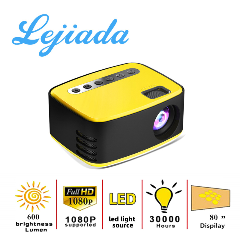 投影機LEJIADA 新 T20 迷你便攜式 1080P USB 高清 LED 家庭媒體視頻播放器電影投影儀 320x240 像素支持方便攜帶