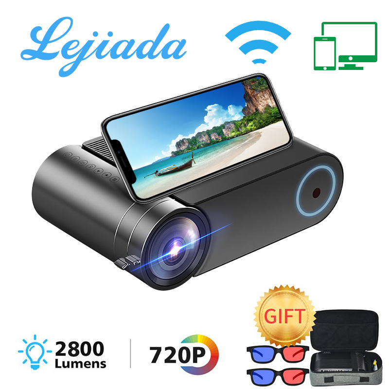 投影機LEJIADA YG550 LED 迷你便攜式投影儀 原生分辨率 1280x720P YG551 WiFi 多屏視頻 3D 高清媒體播放器