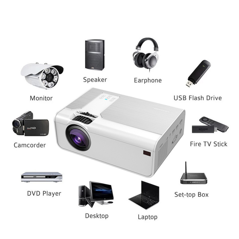 投影機VCHIP A18 4K 投影儀迷你投影儀便攜式投影儀適用於家庭影院 проектор для дома LED 支持 1080P HDMI 媒體播放器