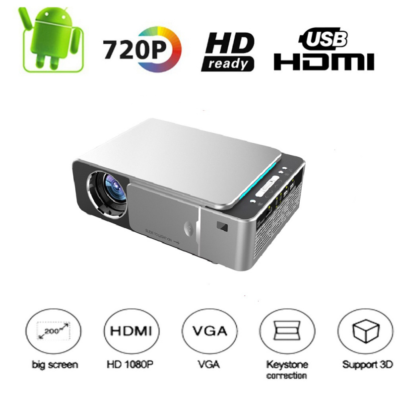 投影機T6 3500 流明高清便攜式 LED 投影儀 1280 720 原生分辨率 720P 高清視頻投影儀 USB VGA 投影儀適用於家庭影院
