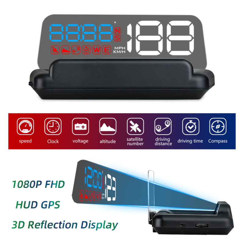 投影機WYOBD T900 HUD 後視鏡 汽車平視顯示器 汽車擋風玻璃 GPS 速度 投影儀 安全警報 水溫 超速 RPM 電壓