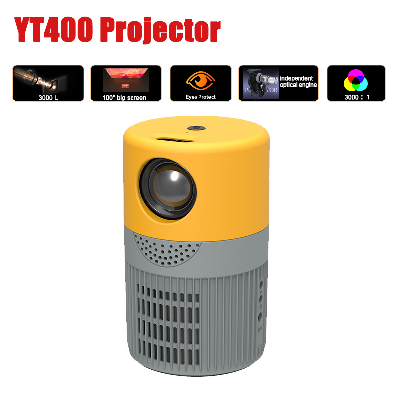 投影機2022 年 YT400 新款便攜式袖珍 LED 迷你投影儀禮物適用於微型視頻遊戲投影儀、玩具投影儀