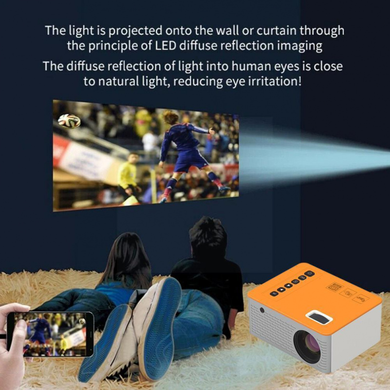 投影機新款手機投影儀 LED 迷你投影儀 USB 電源投影儀 1.8 英寸屏幕家用液晶便攜式影院 1080P 設備