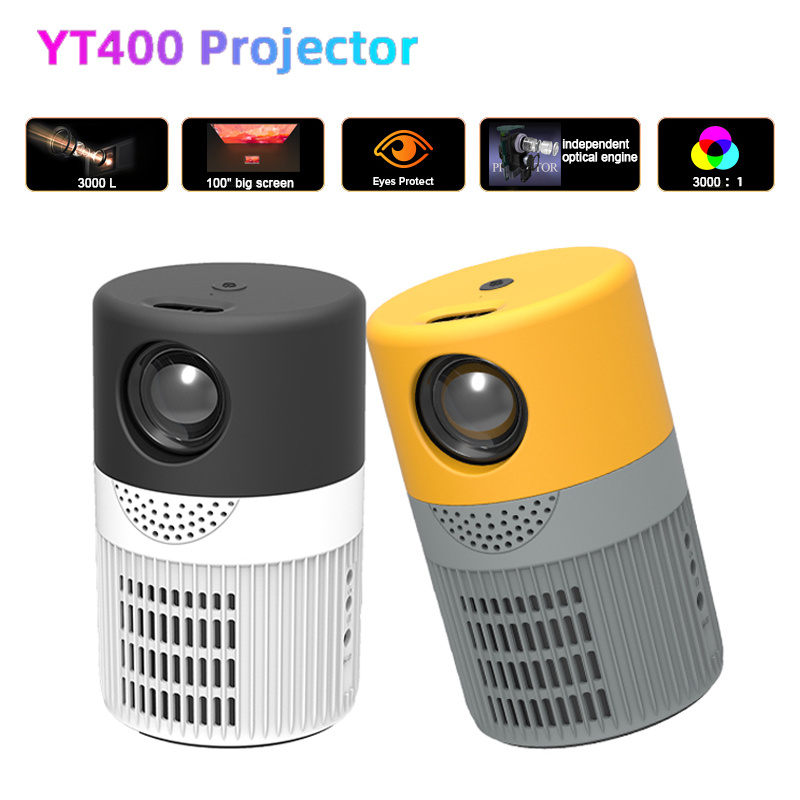 投影機YT400 Portable Mini Projector Native 360P LCD Video Movie Multimedia Home Theater Cinema Player LED Pico Beamer Home Projector