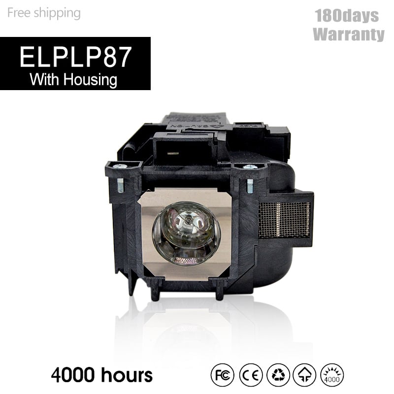 投影機ELPLP87 V13H010L87 替換投影機燈泡，帶外殼，適用於 EPSON BrightLink 536Wi EPSON PowerLite 520 PowerLite 525W