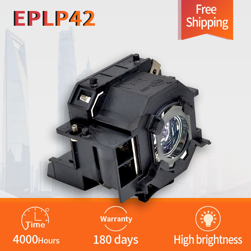 投影機免運費 ELPLP42 投影機燈泡帶外殼，適用於 EMP-83H EMP-410WE EMP-280 EMP-270 EMP-822H EMP-400WE H281A V13H010L42