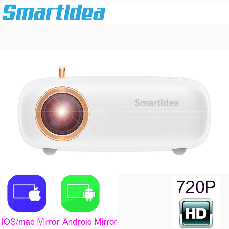 投影機SmartIdea 高清迷你投影儀 V1 原生 1280 x 720P LED 便攜式 Proyector 視頻家庭影院 3D 智能電影遊戲袖珍投影儀