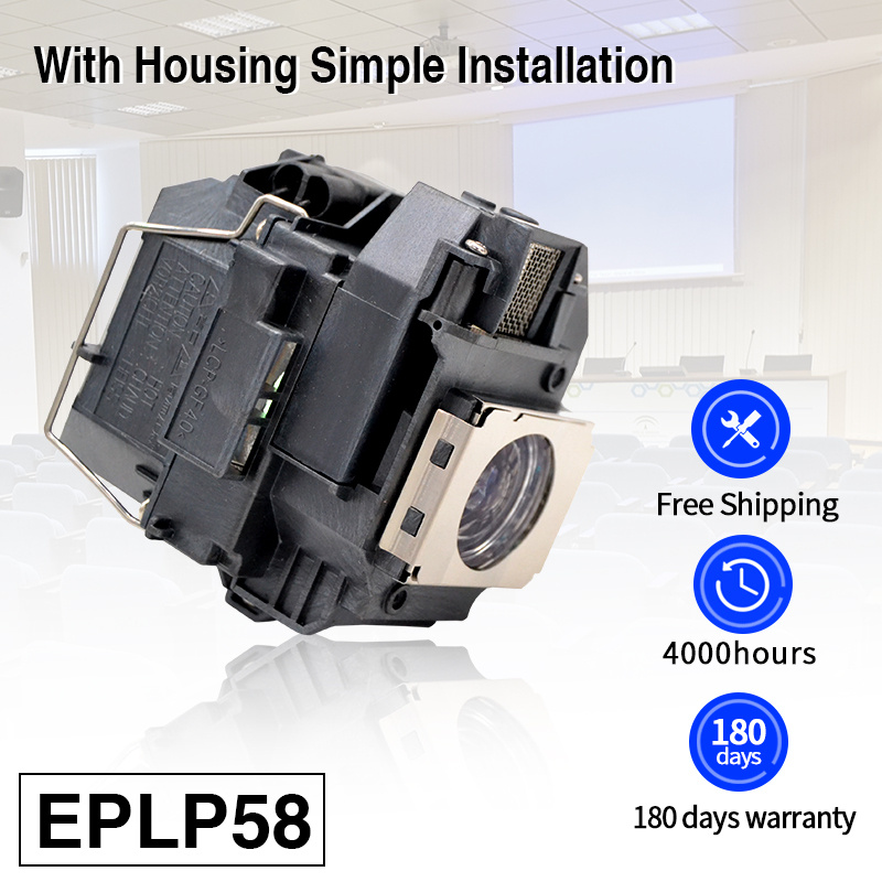 投影機兼容投影機燈泡 ELPLP58 帶兼容外殼 適用於愛普生 EB-S10 S7 S72 S8 S82 S9 S92 W10 W7 W8 W8D W9 X10 X7 X9 X92