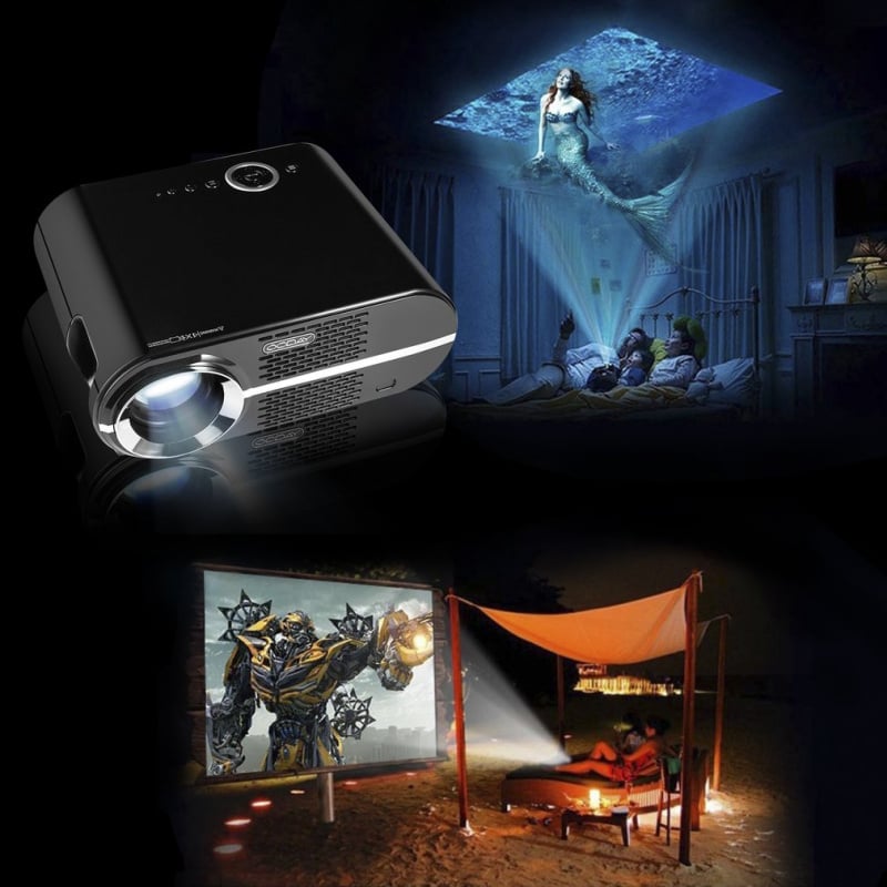 投影機720P視頻投影儀便攜式GP90液晶投影儀3200發光效率LED多媒體家庭影院影院HDMI VGA