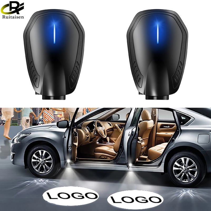 投影機2PCS Rechargeable Led Car Door Welcome Light Wireless Car Styling Laser Projector Logo Ghost Shadow Lamp Car Accessories