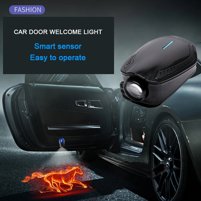 投影機2PCS Rechargeable Led Car Door Welcome Light Wireless Car Styling Laser Projector Logo Ghost Shadow Lamp Car Accessories