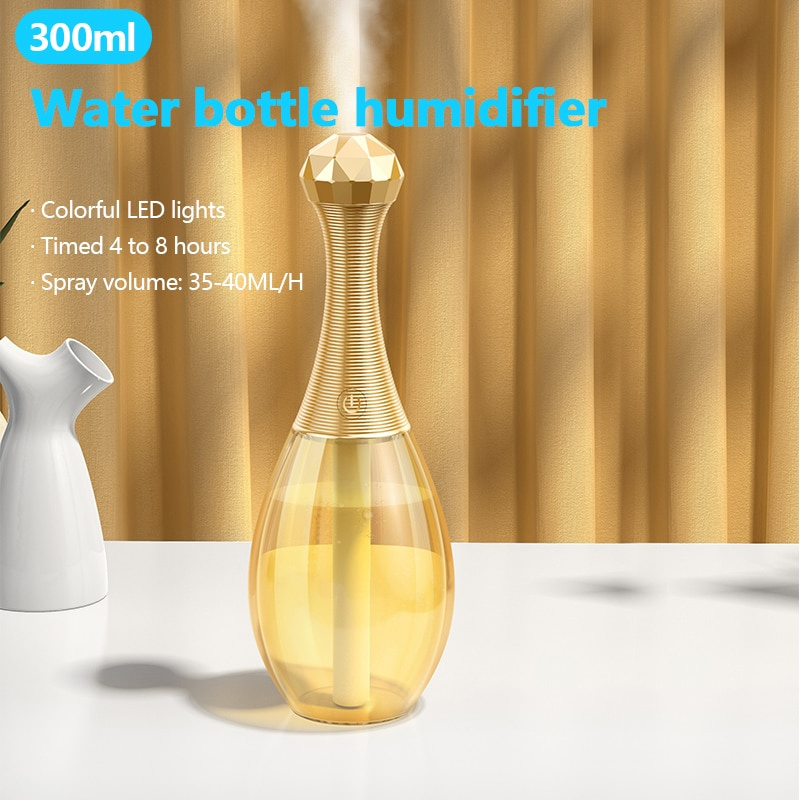 水瓶 300 毫升 USB 空氣加濕器精油香薰擴散器 7 色燈涼爽噴霧器霧化器適用於家庭辦公室