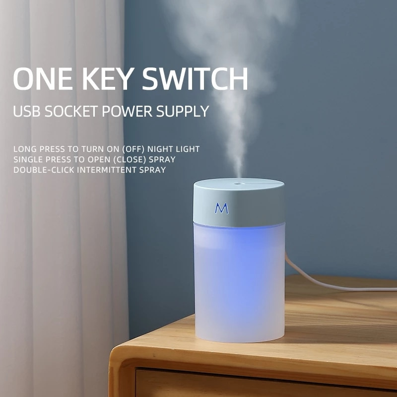 迷你空氣加濕器 USB 超聲波精油擴散器 260 毫升便攜式 LED 燈霧香薰噴霧器適用於家用汽車