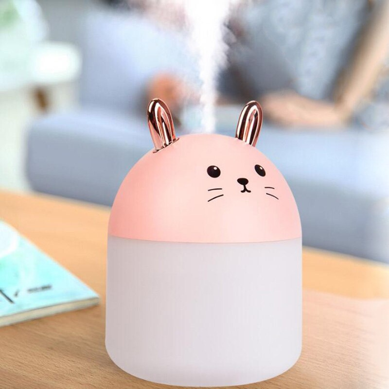 可愛的空氣加濕器，適用於家用超聲波汽車噴霧器，帶彩色夜貓 USB 燈香薰擴散器空氣淨化器