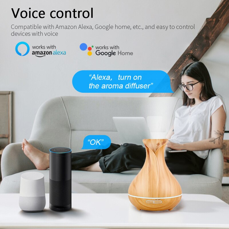 塗鴉智能加濕器帶 Colorgul LED 燈 WiFi 香薰定時器無線控制與 Alexa 兼容 Google Home