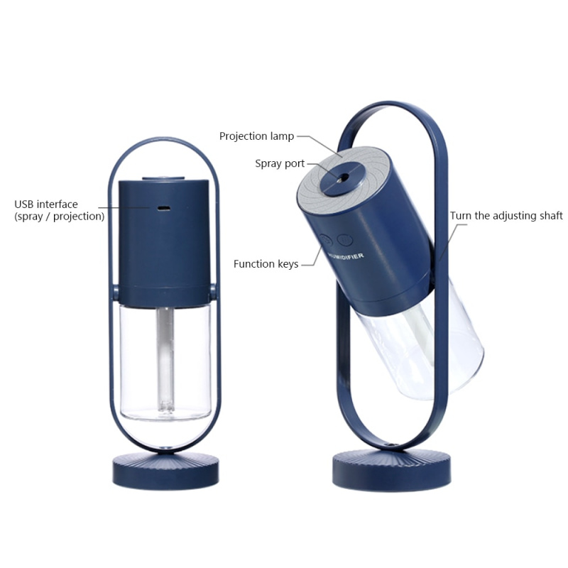 200ml 魔影 USB 空氣加濕器家用帶投影夜燈超聲波汽車霧化器迷你辦公室空氣淨化器