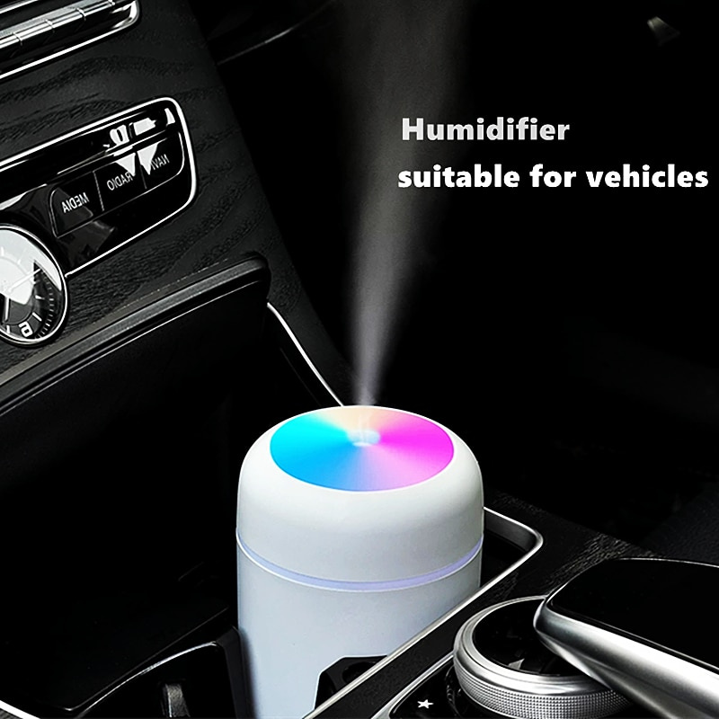 迷你汽車空氣加濕器便攜式空氣清新劑帶 LED 夜燈 2 種模式 USB 油擴散器，適用於家用汽車內飾配件