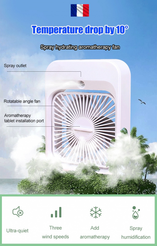 空氣冷卻器多功能迷你風扇USB充電風扇噴水噴霧便攜式風扇空調加濕器風扇家用