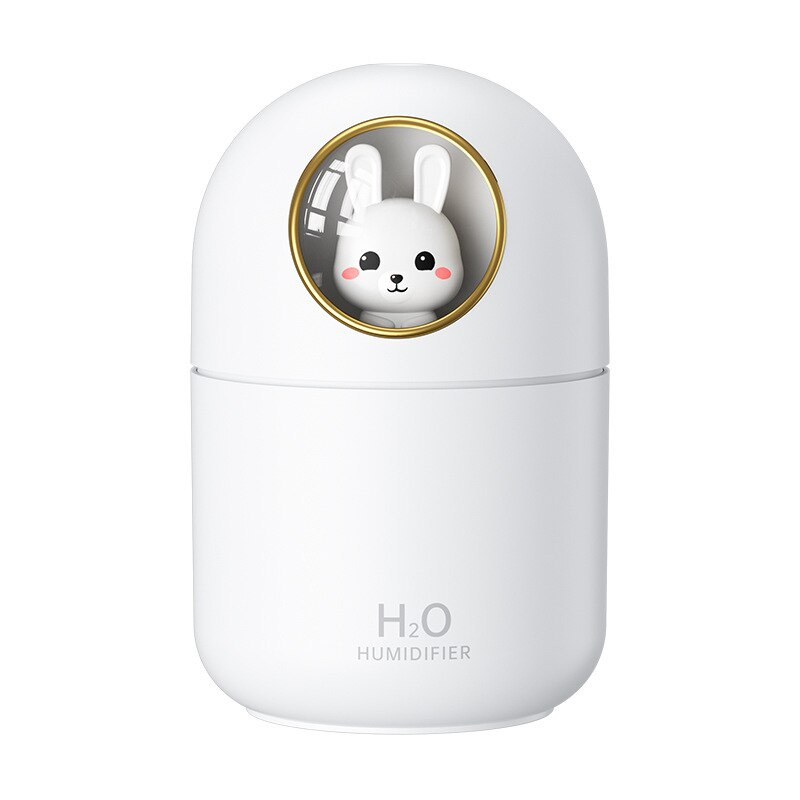 可愛卡通兔熊空氣加濕器香薰USB超聲波冷霧香薰汽車擴香器清新劑七彩LED燈