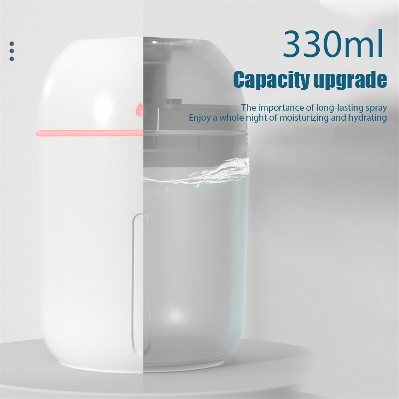 330ml 車載空氣加濕器便攜式霧化器噴霧器帶 LED 夜燈 USB 超聲波香薰精油擴散器適用於汽車之家