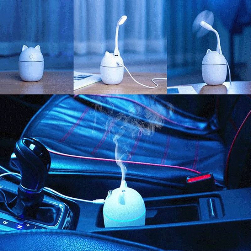 220ML USB 空氣加濕器迷你便攜式香薰精油擴散器 USB 噴霧香薰帶 LED 夜燈適用於家用汽車