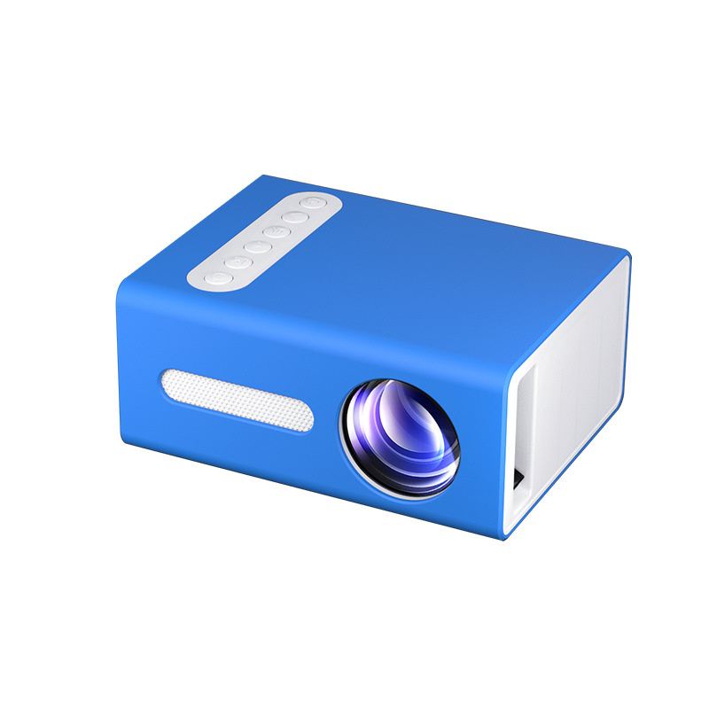 投影機藍色迷你 LED 投影儀 320x240 像素 800 流明便攜式高清家庭媒體視頻播放器內置揚聲器電影投影儀
