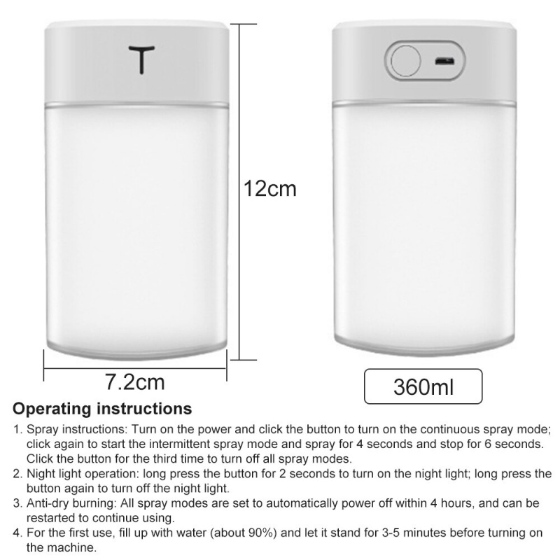 加濕器家用臥室小型迷你空氣香薰淨化噴霧器補水儀USB連接360ml
