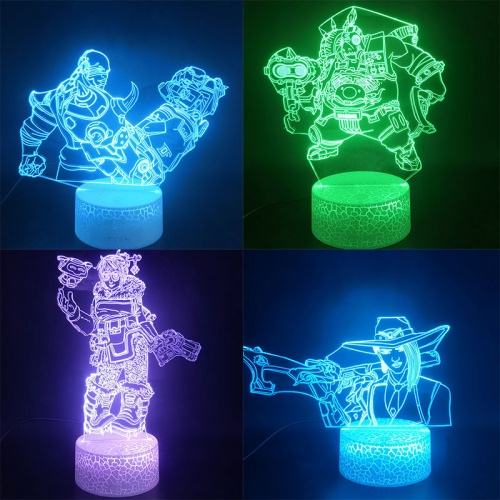 游戲燈遊戲守望先鋒英雄末日鐵拳 Lucio Ashe Roadhog Sombra Mei Mercy 3D 燈視覺效果室內裝飾禮品 USB Led 夜燈