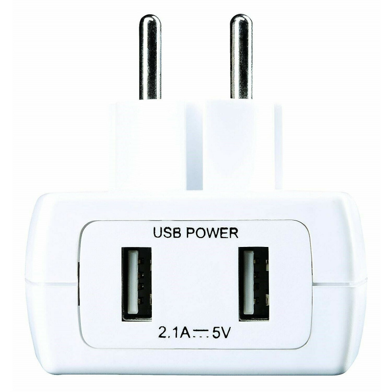英國Masterplug - 旅行轉插連2個USB插位 (英式三腳轉歐洲兩腳) TAUSBEUR2