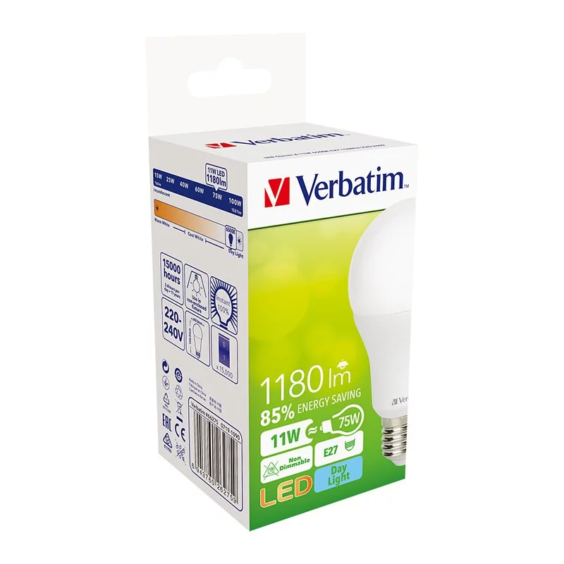 Verbatim LED 燈泡 - Class A (11W/E27燈/3000K/非調光/暖白) (一套2件) [#66273-2]
