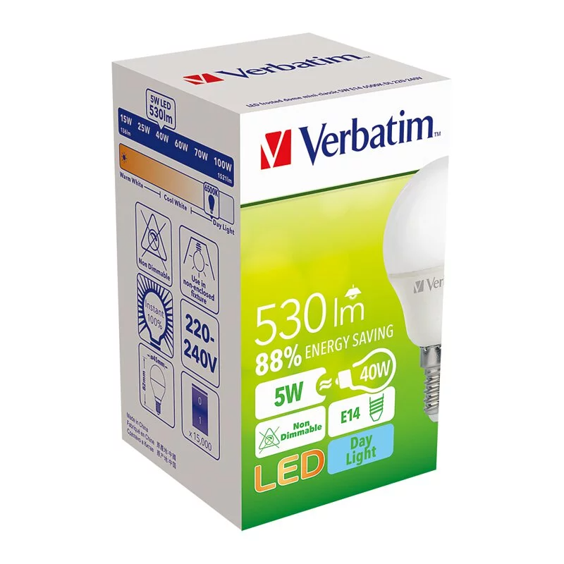 Verbatim LED 燈泡 - 迷你經典 (5W/ E14 燈座 /6500K/日光) (一套3件) [#65757-3]