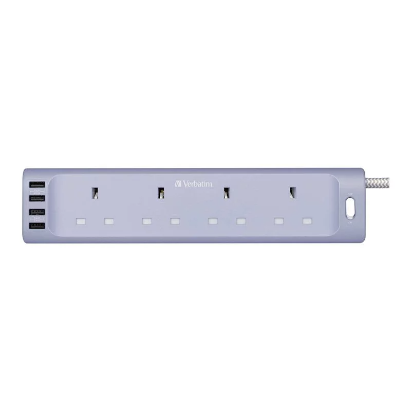 Verbatim 4位AC插座USB-A充電口拖板 [#66685(黑色)、#66686(白色)、#66687(藍色)、#66688(紫色)]