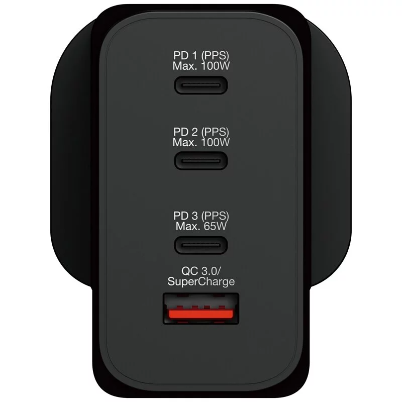 Verbatim 4 Port 200W PD 3.0 & QC 3.0 GaN充電器 [英規插頭] [#66703]