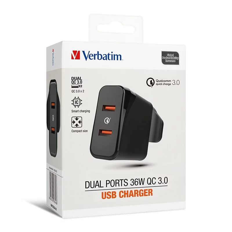 Verbatim Dual Ports 36W QC3.0充電器 [#66346]