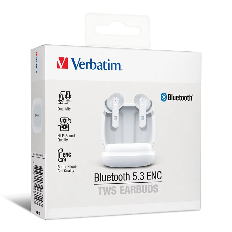 Verbatim 藍牙 5.3 ENC 真無線藍牙耳機 [#66813(黑色)、#66814(白色)]