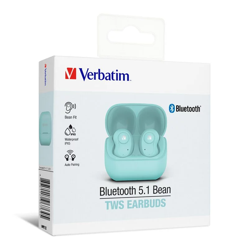 Verbatim 藍牙 5.1 Bean 真無線耳機 [#66762(黑色)、#66763(白色)、#66764(藍色)、#66765(紫色)]