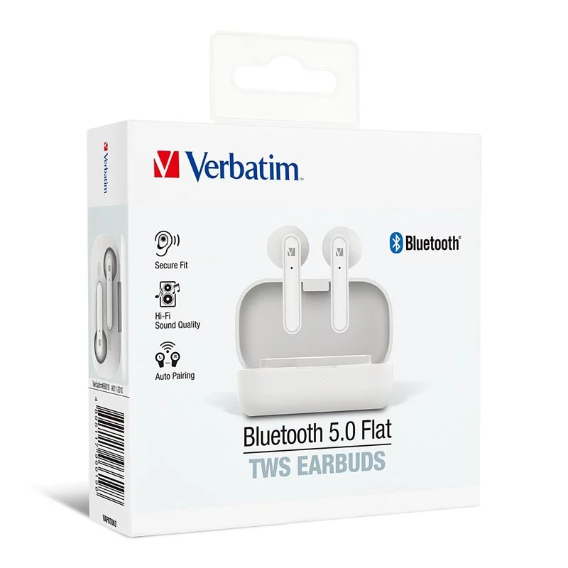 Verbatim 藍牙5.0平耳式真無線耳機 [#66618(黑色)、#66619(白色)、#66701(紫色)]