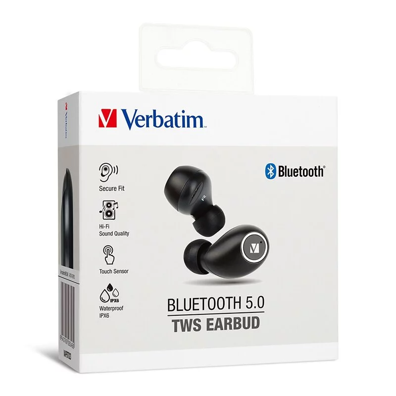 Verbatim 藍牙 5.0 真無線耳機 [#66349(藍色)、#66348(黑色)]