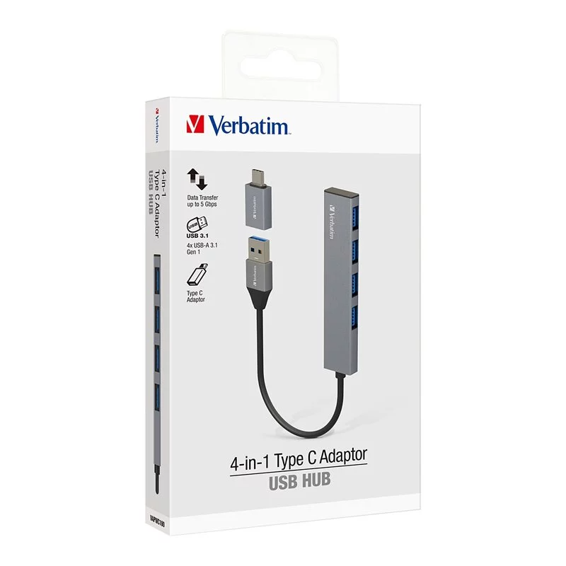 Verbatim 4-in-1 USB 3.1 擴展器 (附Type C 轉接器) [#66627]