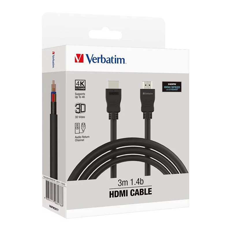 Verbatim 1.4b HDMI 傳輸線 100cm 300cm [#66577(100cm)、#66578(300cm)]