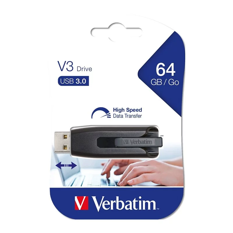Verbatim Store'n'Go V3 USB 隨身碟 64GB 128GB 256GB [#49174(灰色/64GB)、#49189(灰色/128GB)、#49168(灰色/256GB)]