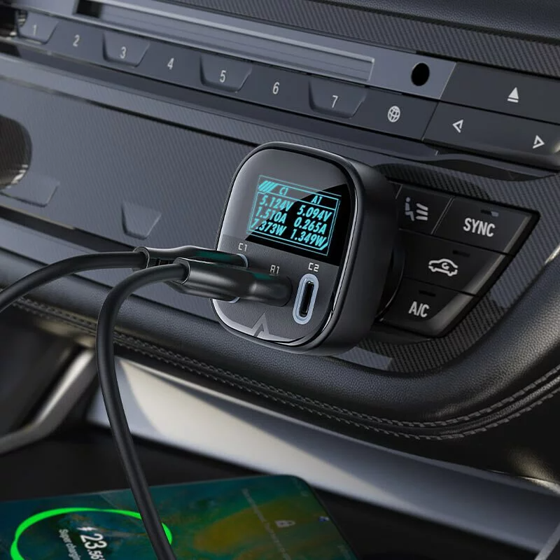 Acefast B5 OLED 智能顯示金屬車載充電器