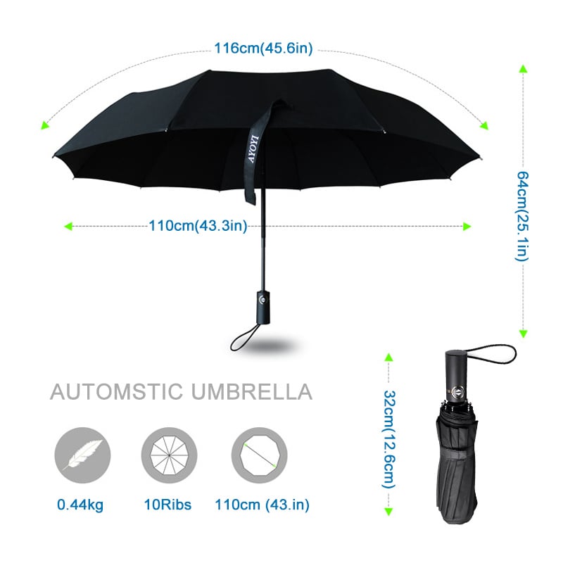 [一鍵開合] M-Plus 10骨防風暴防潑水全自動開收傘