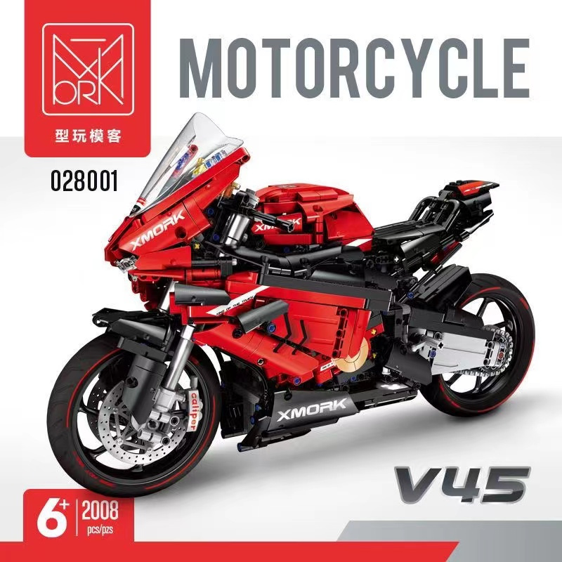積木Mork 028001 Ducatis V45 摩托車 2008PCS 積木 超級跑車模型套件 積木 兒童玩具 禮品